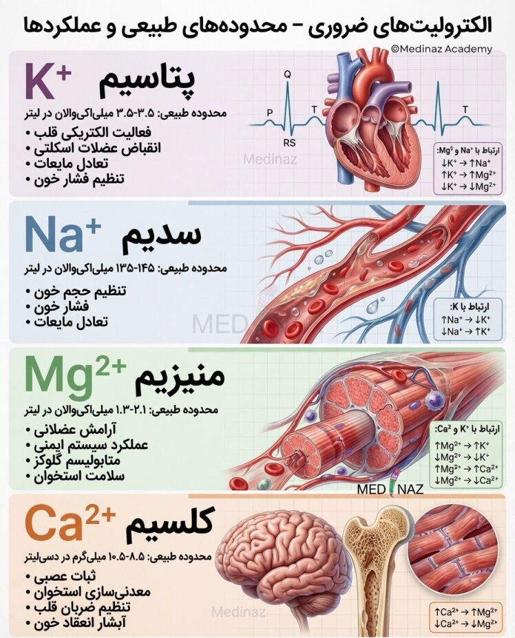 الکترولیتهای ضروری – محدودههای طبیعی و عملکرده